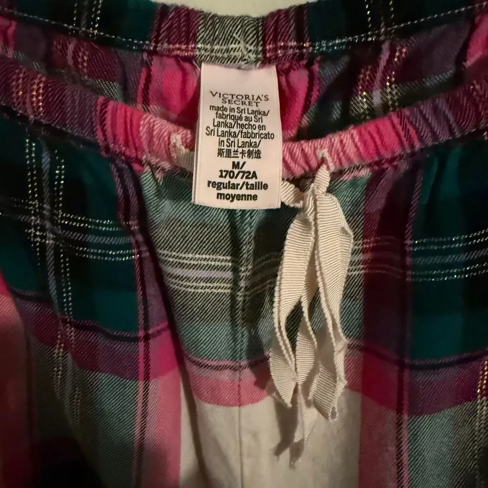 Victoria's Secret Pajamas Women M Pink Plaid Fla Victoria's Secret Pajamas